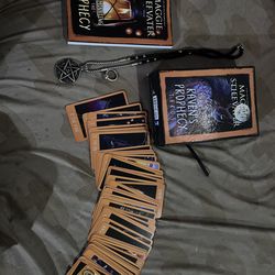 Tarot Deck, pentagram necklace, pentagram poison ring.
