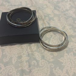 Tiffany Sterling 925 yellow/rose/silver Triple Rolling Bangle Bracelet 