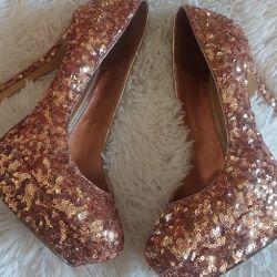 Bakers Sequin Melina Platform Stiletto Pump Heels Bronze Size 8