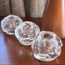 Vintage Kosta Boda Snowball Votive Candle Holders Christmas Decor