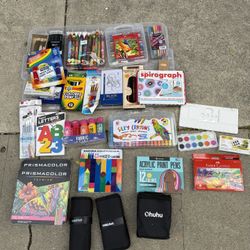 Art Supplies Bundle - bulk lot of sketch pads, colored pencils, and other various art-related supplies 