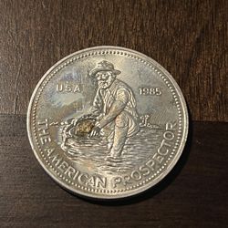1985 Engelhard American Prospector One Troy Ounce 999 Fine Silver W/ Gold Nugget