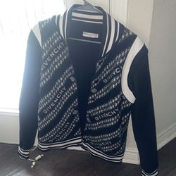 Givenchy Black Wool Jacquard Chain Bomber Jacket