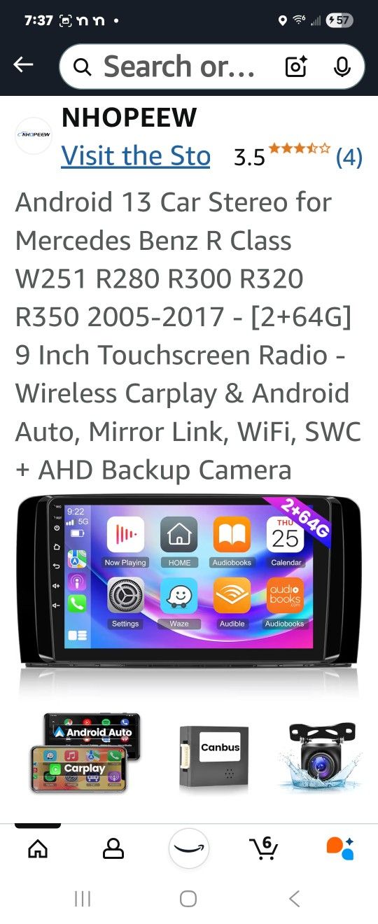 Android 13 Car Stereo for Mercedes Benz R Class W251 R280 R300 R320 R 2017 [2+64G] 9 Inch Touchscreen Radio Wireless Carplay & Android Aut