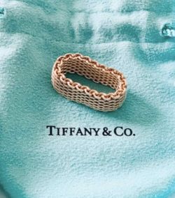 Sterling silver authentic Tiffany & Co. mesh ring.