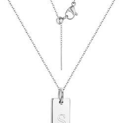 Silver Initial Necklaces for Women Trendy Name Letter Necklace Cute Initial Tag Pendant Necklace for Girls Dainty Alphabet Personalized Silver Jewelry