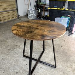 Dining Table Rustic Round Table with Metal Legs