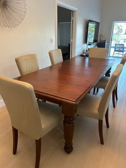 Solid Wood Dining Room Table with 6 Chairs