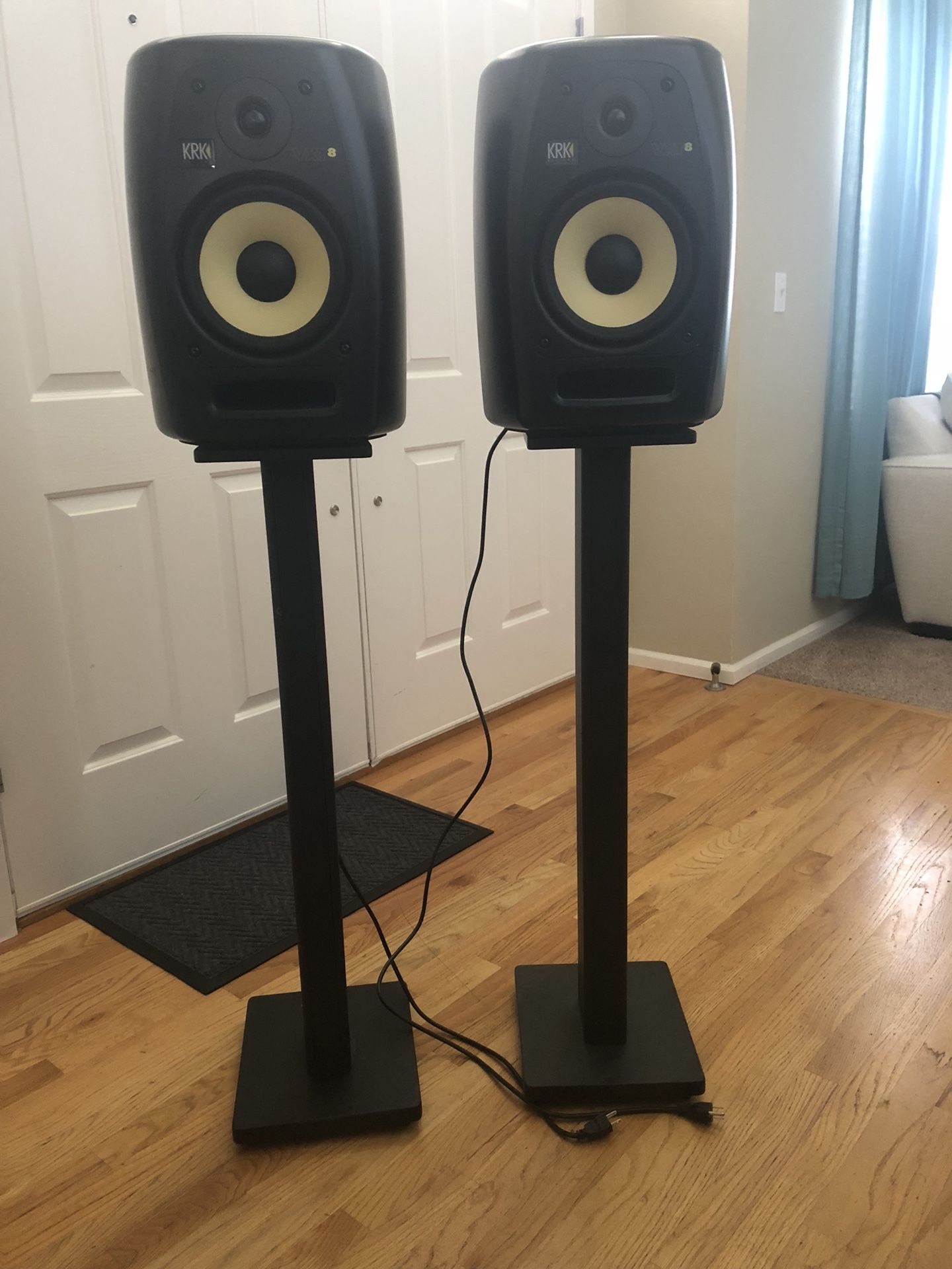 2 - KRK VXT8 Active Studio Monitor - 8 Inch, 180 Watts (Plus 2 Stands)