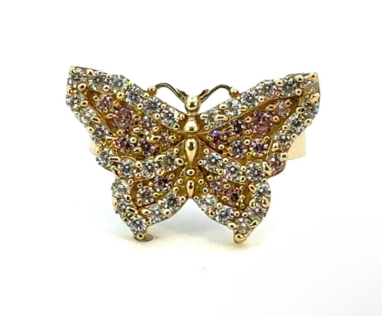 Woman’s Ladies 10k Yellow Gold CZ Pink Butterfly Ring Size 7 GP3097243