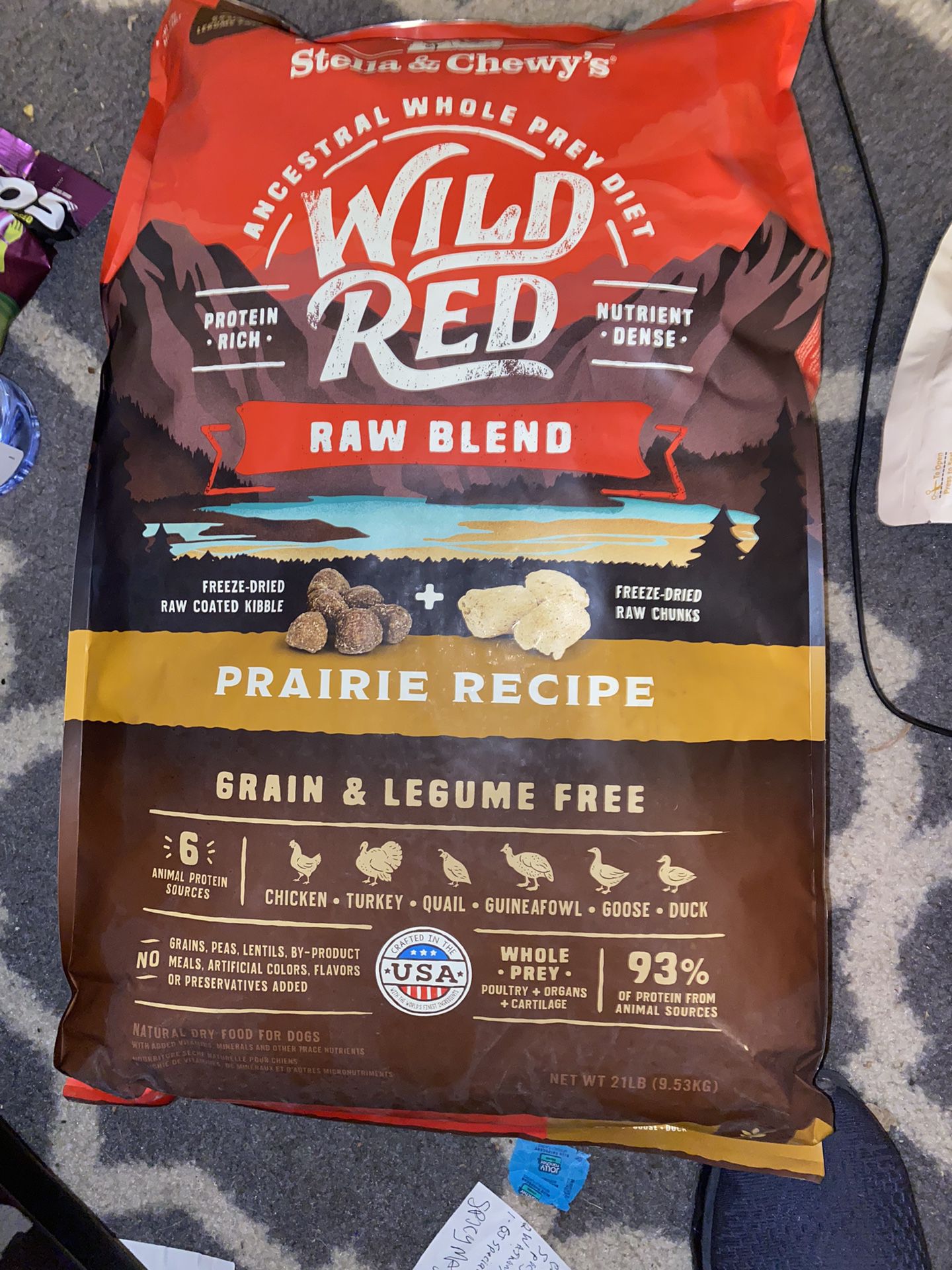 BRAND NEW UNOPENED!! Stella & Chewy's Wild Red Dry Dog Food Raw Blend High Protein Grain & Legume Free Prairie Recipe, 21 lb. Bag RETAILS FOR $93.99 o