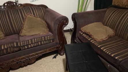 Traditional Carved Wood Sofa Set