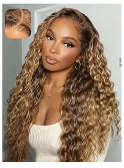 🔥Brand new🔥 22inch Honey Blonde Wig Deep Wave Lace Front Wig Human Hair Pre-Plucked Blonde 13x6 Hd Lace Front Wig 180% Density For Women