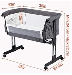 Mika Micky Baby Bassinet Bedside Sleeper Bedside Crib Easy Folding Portable Crib All mesh 2022 New Grey for Sale in Tracy CA OfferUp