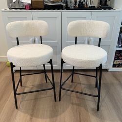 24'' Bar Stools Set of 2, for Kitchen Island. White