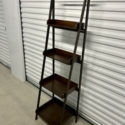 4 Tier Folding Metal/Wood Ladder Shelf (5 Ft 5 Tall)