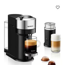 Vertuo Next Deluxe Coffee and Espresso Machine by De'Longhi, Chrome with Aeroccino Milk Frother