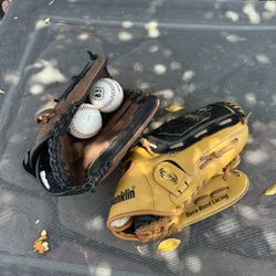 ⚾️ Two Adult Baseball Gloves + 2 Baseballs