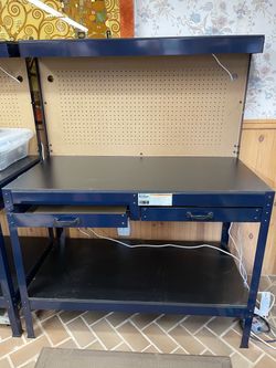 2 MULTIPURPOSE WORKBENCHES WITH LIGHTING AND OUTLETS