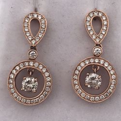 18k Rose Gold 1.0ct diamond earrings