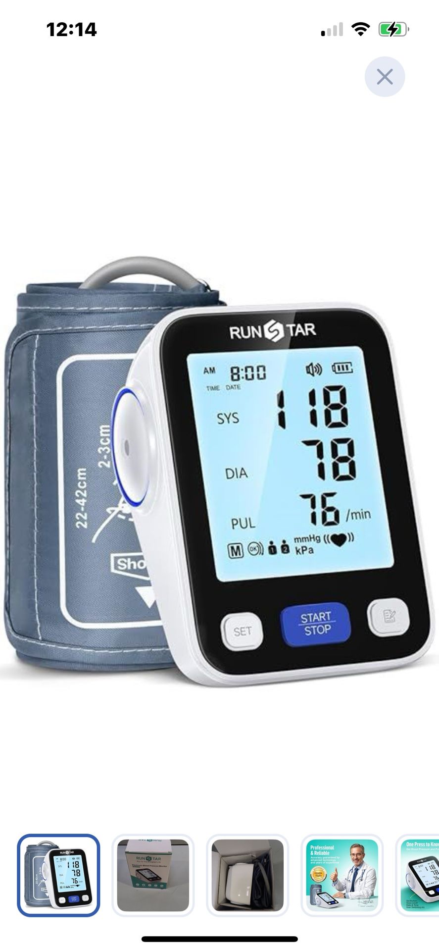 “New”Upper Arm Blood Pressure Monitor W/wide Cuff(9”-17”)w/storage Bag(retail$79)
