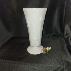 Indiana Glass Co Grape Panel Milk Glass Vase 
