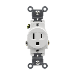 ENERLITES - Commercial Grade 15A Single Receptacle, 5-15R - WHITE