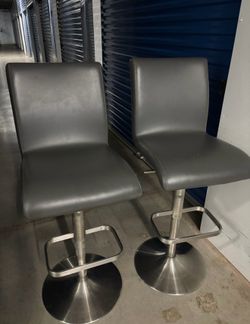 Two grey bar stool gray adjustable