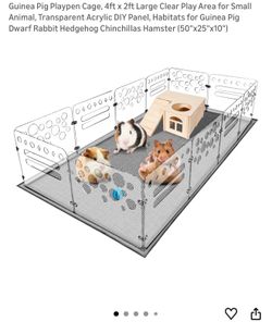 Guinea Pig Playpen Cage, 4ft x 2ft Large Clear Play Area