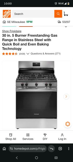 Frigidaire 5 burner gas stove