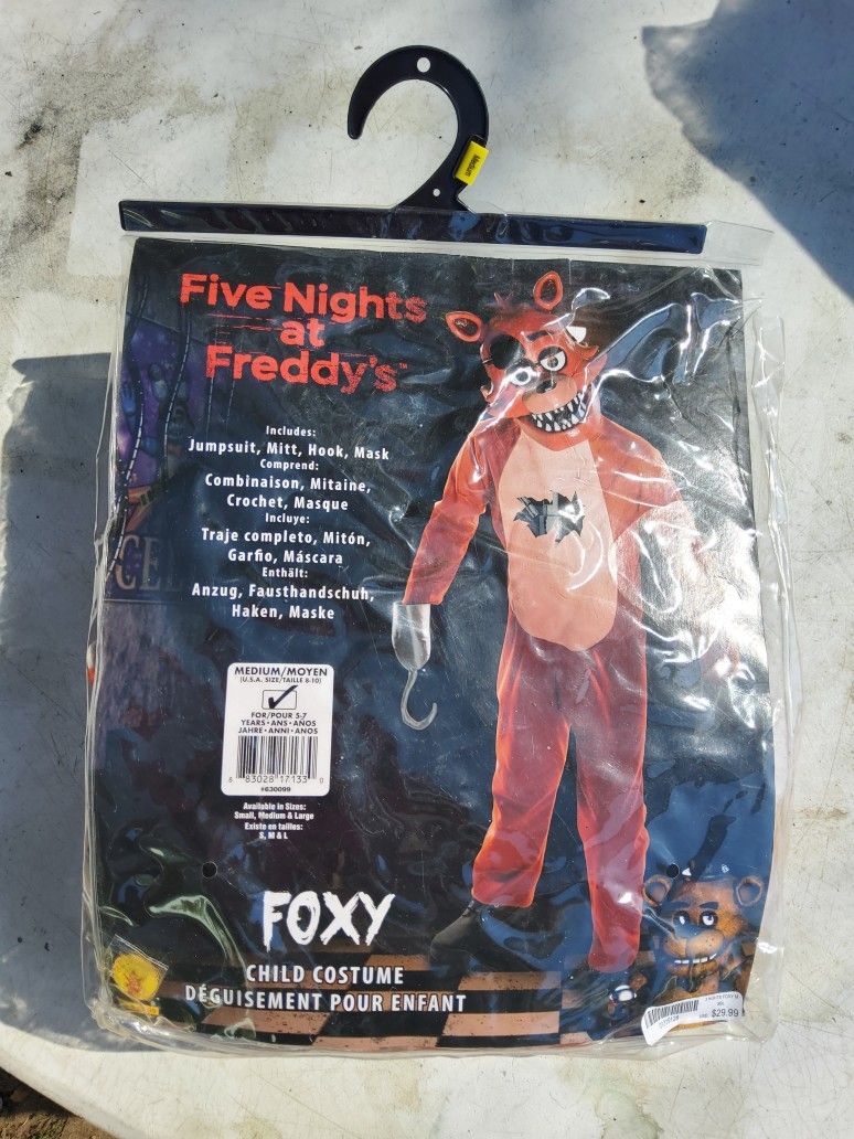Five Nights At Freddy's Costume Size Kids Medium 5-7
