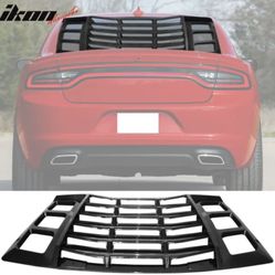 Fits 11-22 Dodge Charger IKON ABS Rear Window Louver Carbon Fiber Print 3PCS