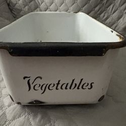 Vintage Porcelain Vegetable Refrigerator Bin