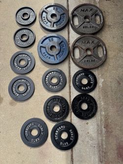 Mixed Cast Iron Weight Plates Set Olympic 150 lbs