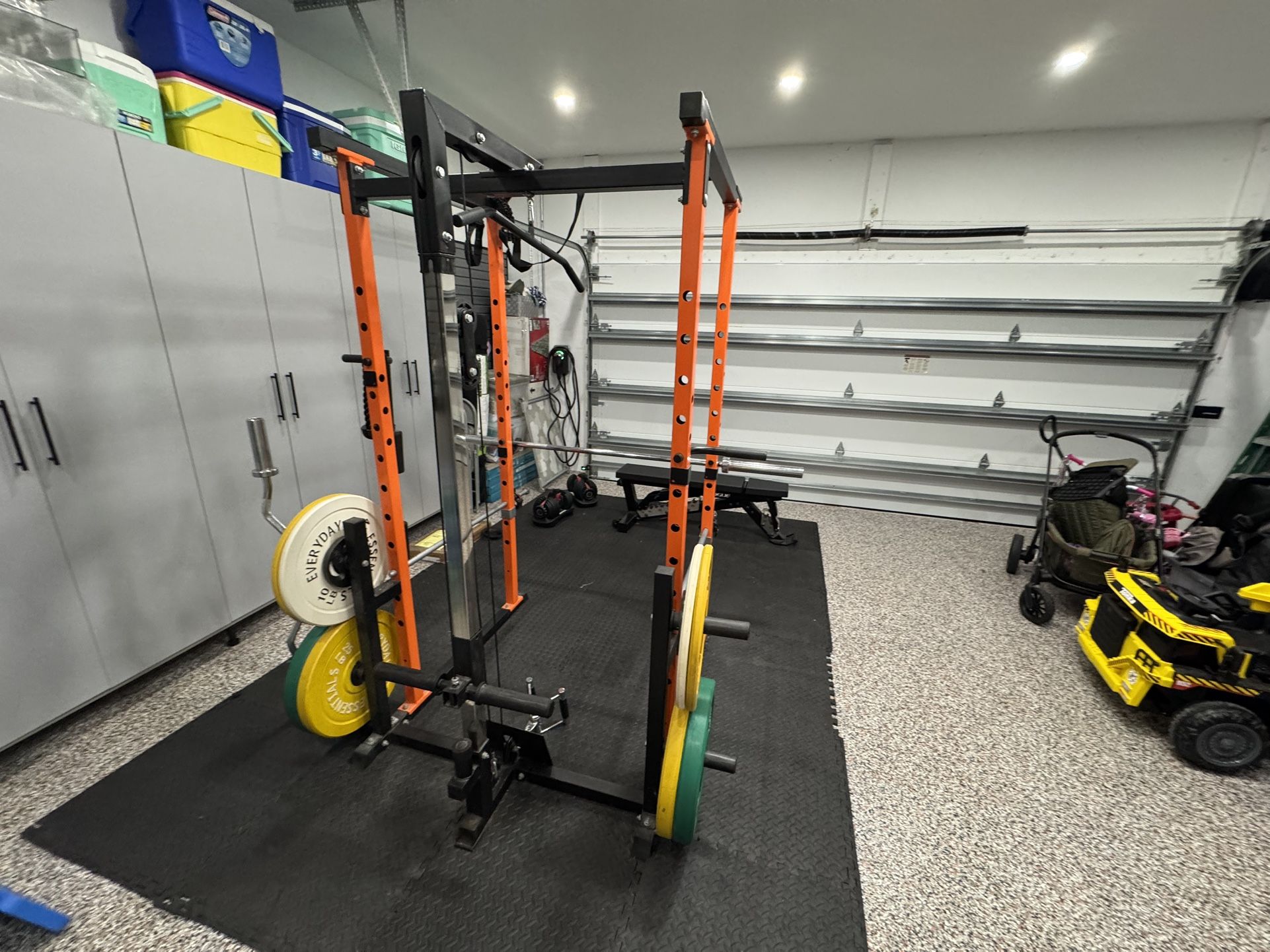 Home Gym With Rogue Bench