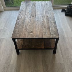 Wooden Table with Shelves