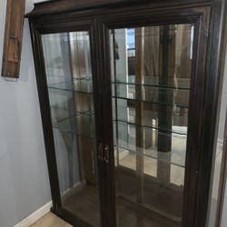 Antique Curio Cabinet With Glass Shelves