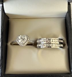 Wedding Heart Engagement Ring Set