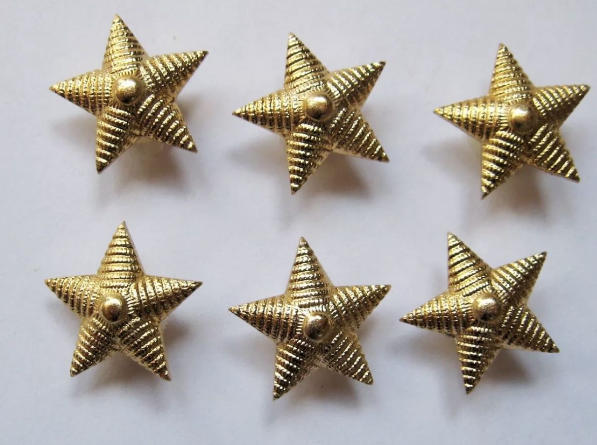 Lot of 6USSR Army Major Epaulet Metal Rank Star pin. Gold Ribbed 20 https://offerup.com/redirect/?o=bW0uTmV3