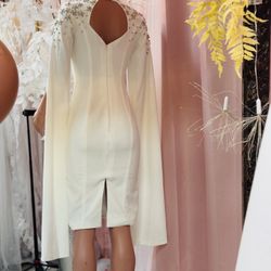 Elegant Rhinestones Embellish Women Dress With Stylish Long Cut Sleeves