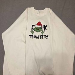 Custom Embroidery Grinch Sweatshirt-XL