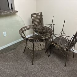Wicker Table Dining 4 Chairs