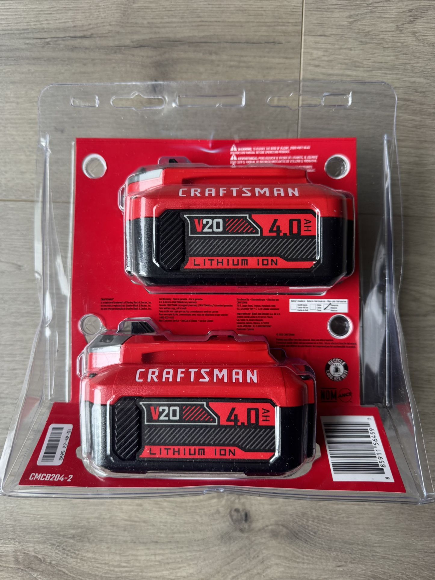 New CRAFTSMAN V20 20 -Volt 2 -Pack Lithium-ion ( 4.0 Ah 4.0 Ah Battery )