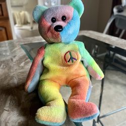 1996 Original Peace Bear Beanie Baby TY TIE DYE COLLECTIBLE