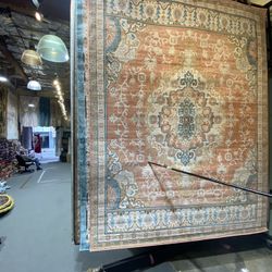 8x10 Area Rugs Carpet Rugs Persian Desgin Thick Colors Rust Beige Blue