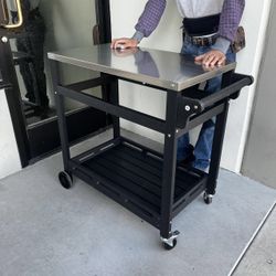 Brand New Serving Cart BBQ Cart Kitchen Island Shelf Stainless Steel Top