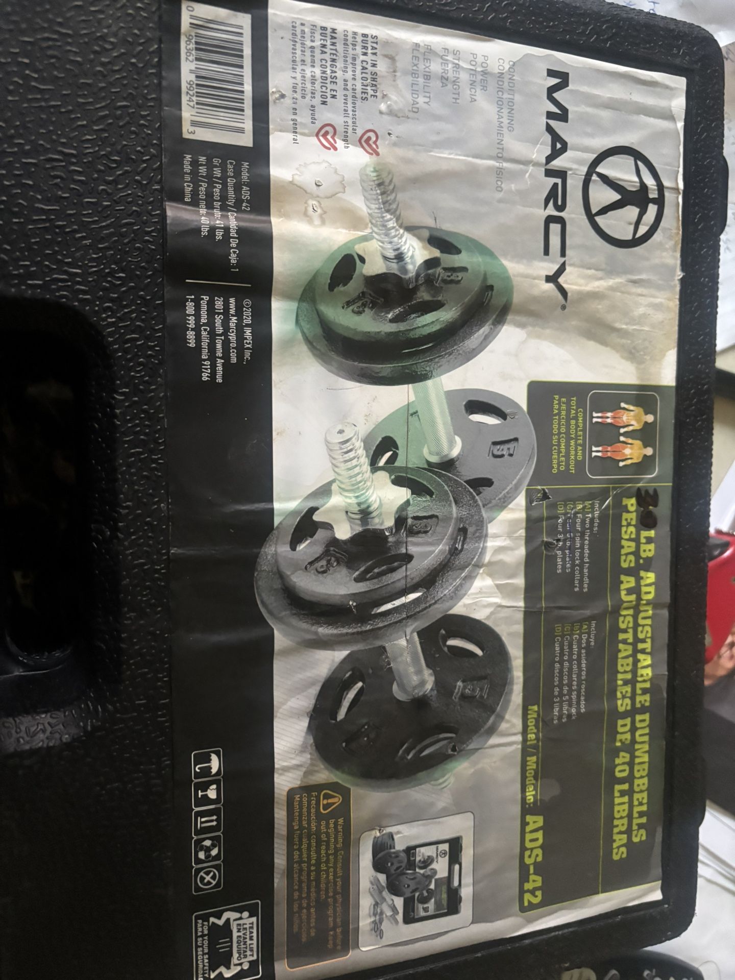 Marcy 30 Pounds Adjustable Dumbbells please read the descriptio