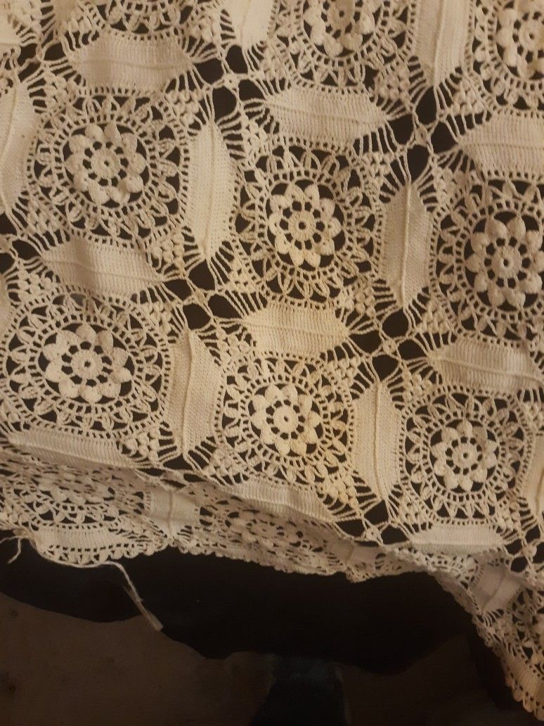 Crocheted Table Cloth Made 1880's