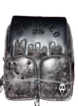 Ghostface Scream Faux Leather Mini Backpack Studded Chain Black/Gray