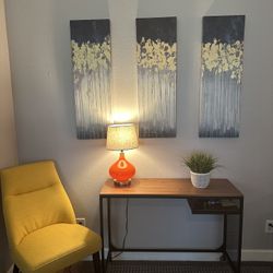 Writing Desk,  Accent Chair,  Lamp